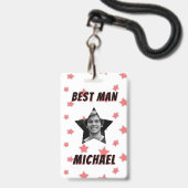 Best Man Custom Photo in Star Wedding Badge (Voorzijde met lanyard)