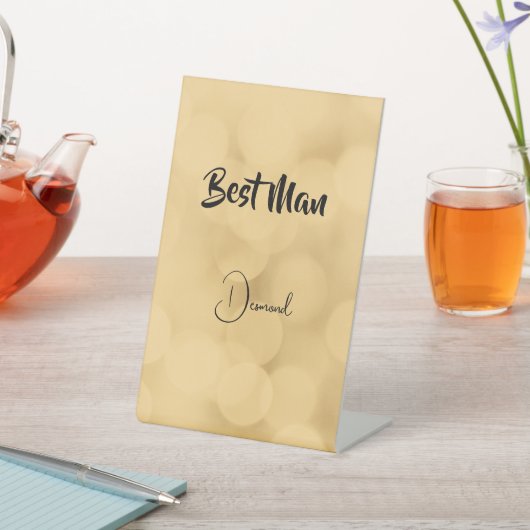 Best Man - editable text on gold Pedestal Sign Reclamebord Met Voetstuk (Insitu)