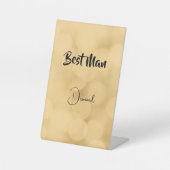 Best Man - editable text on gold Pedestal Sign Reclamebord Met Voetstuk (Voorkant)