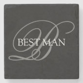 Best Man Elegant Monogram Stenen Onderzetter (Voorkant)