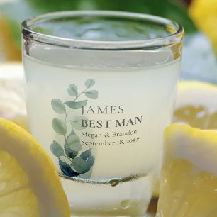 Best Man Eucalyptus Greenery Wedding Custom Shot G Glas