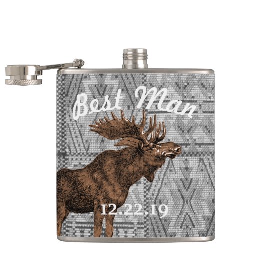 Best Man Flask  Moose Heupfles (Geopend)