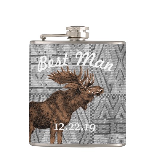 Best Man Flask  Moose Heupfles (Voorkant)