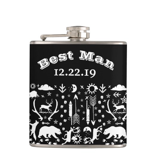 Best Man Flask  Moose Heupfles (Voorkant)