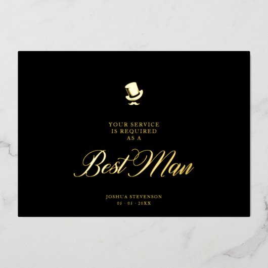 Best Man Funny Wedding Minimalist Proposal Card Folie Uitnodiging (Voorkant)