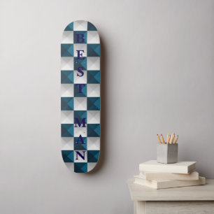 BEST MAN Geometrisch Patroon Blauw Zilver Skateboa Persoonlijk Skateboard