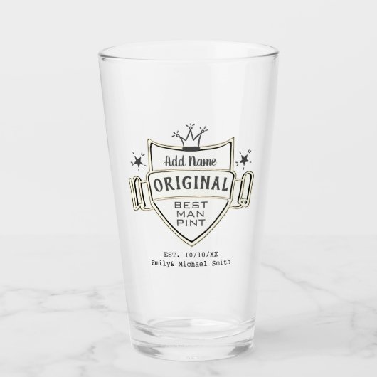 BEST MAN - Gepersonaliseerde Groomsman Gifts PINT  Glas (Voorkant)