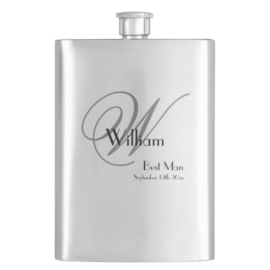 Best Man Gift: Elegant Script Monogram en Naam Flacon (Voorkant)