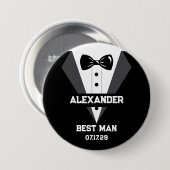Best Man Gift met aangepaste naam en trouwdatum Ronde Button 7,6 Cm (Voorkant /achterkant)