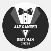 Best Man Gift met aangepaste naam en trouwdatum Ronde Sticker (Voorkant)