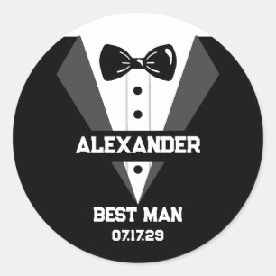 Best Man Gift met aangepaste naam en trouwdatum Ronde Sticker