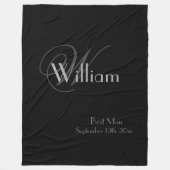 Best Man Gift Modern Monogram Chic Script Zwart Fleece Deken (Voorkant)