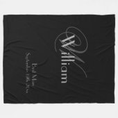 Best Man Gift Modern Monogram Chic Script Zwart Fleece Deken (Voorkant (Horizontaal))