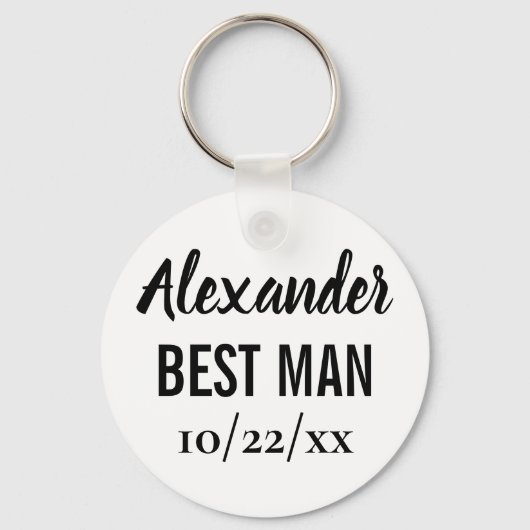 Best Man Gift Modern Typography Elegant Wedding Sleutelhanger (Voorkant)
