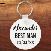 Best Man Gift Modern Typography Elegant Wedding Sleutelhanger (Achterkant)
