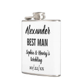 Best Man Gift Modern Typography Script Weddenschap Heupfles (Links)