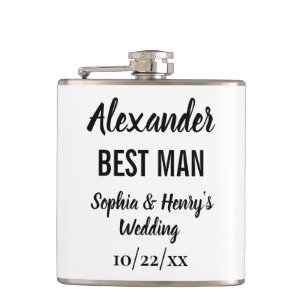Best Man Gift Modern Typography Script Weddenschap Heupfles