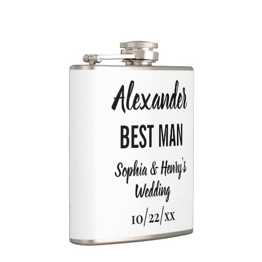 Best Man Gift Modern Typography Script Weddenschap Heupfles (Rechts)