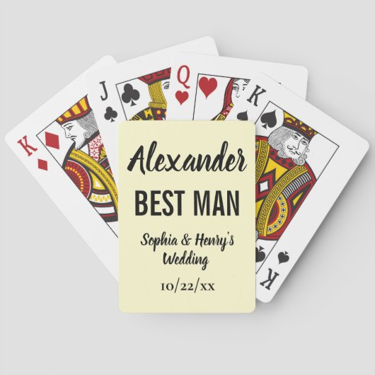 Best Man Gift Modern Typography Script Weddenschap Pokerkaarten (Achterkant)