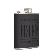 Best Man Gifts-Zwart Faux Leder Heupfles (Rechts)