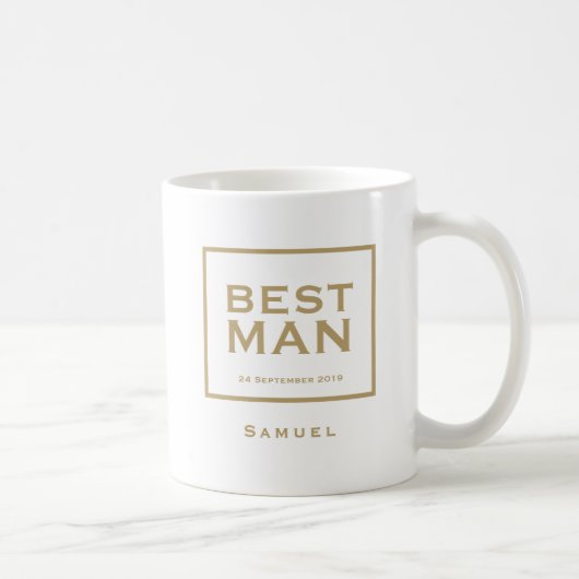 Best Man Gold typografie/Naam/geschenk Koffiemok (Rechts)