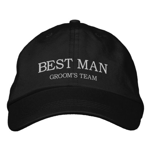 BEST MAN Groom's Team Bruiloft Geborduurde Pet (Voorkant)