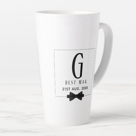 Best Man Groomsman Monogrammed Bow Stropdas Dank j Latte Mok (Rechterhoek)
