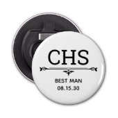 Best Man Initialen Button Flesopener (Voorkant)
