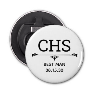 Best Man Initialen Button Flesopener