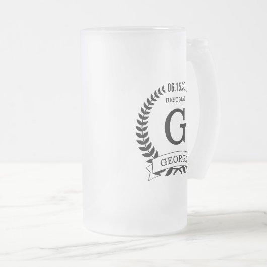 Best Man Initialen Matglas Bierpul (Voorkant rechts)