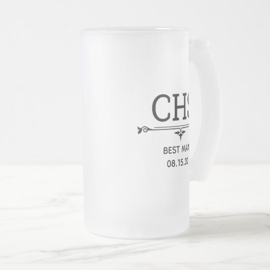 Best Man Initialen Matglas Bierpul (Voorkant rechts)