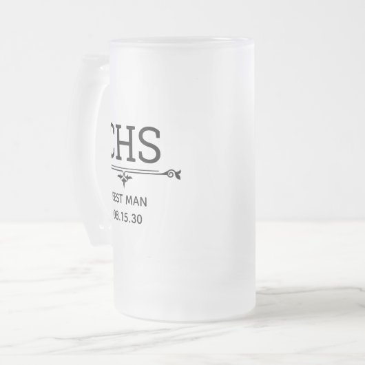 Best Man Initialen Matglas Bierpul (Voorkant links)