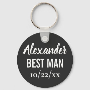 Best Man Modern Typography Elegant Black Wedding Sleutelhanger