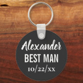 Best Man Modern Typography Elegant Black Wedding Sleutelhanger (Achterkant)