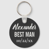 Best Man Modern Typography Elegant Black Wedding Sleutelhanger (Achterkant)