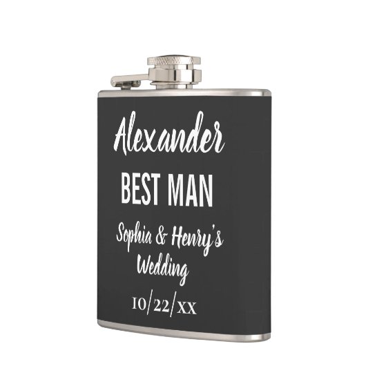 Best Man Modern Typography Script Black Wedding Heupfles (Links)