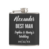 Best Man Modern Typography Script Black Wedding Heupfles (Voorkant)