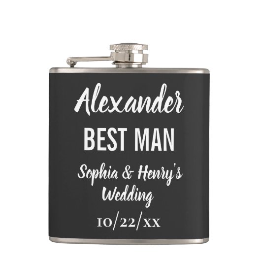 Best Man Modern Typography Script Black Wedding Heupfles (Voorkant)