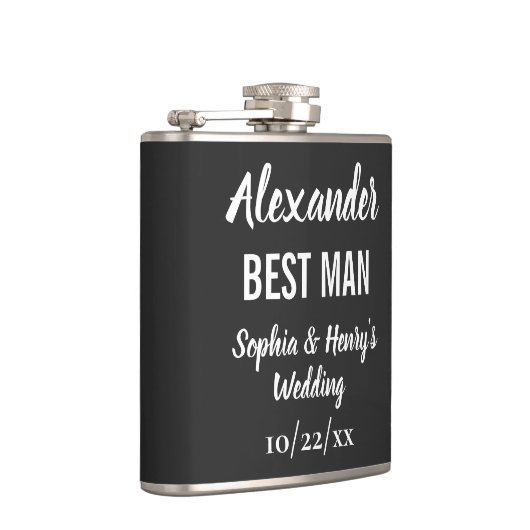 Best Man Modern Typography Script Black Wedding Heupfles (Rechts)