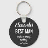 Best Man Modern Typography Script Black Wedding Sleutelhanger (Voorkant)