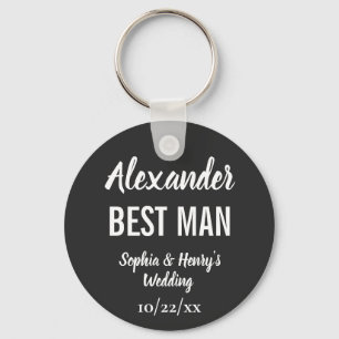 Best Man Modern Typography Script Black Wedding Sleutelhanger