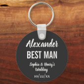 Best Man Modern Typography Script Black Wedding Sleutelhanger (Voorkant)