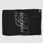 Best Man Monogram Black Gray Golfhanddoek (Horizontaal)
