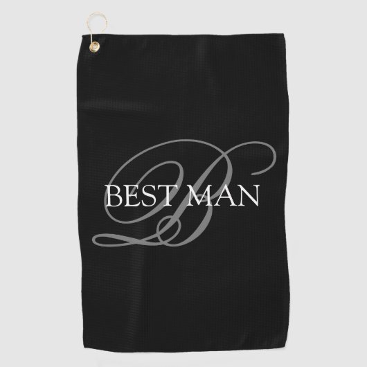 Best Man Monogram Black Gray Golfhanddoek (Voorkant)