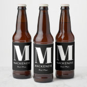 Best Man Monogram Name Black Bier Etiket (Flessen)