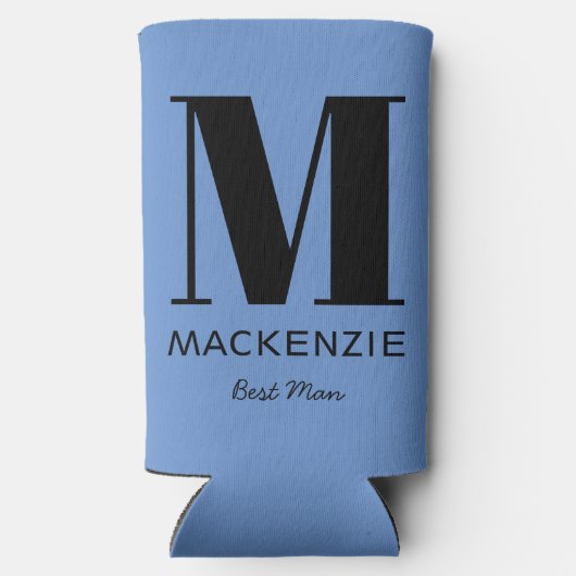 Best Man Monogram Name Blue Seltzer Blikjeskoeler (Achterkant)