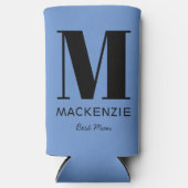 Best Man Monogram Name Blue Seltzer Blikjeskoeler (Voorkant)