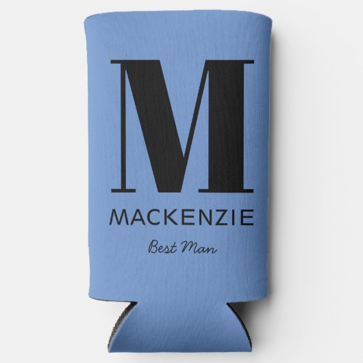 Best Man Monogram Name Blue Seltzer Blikjeskoeler (Voorkant)