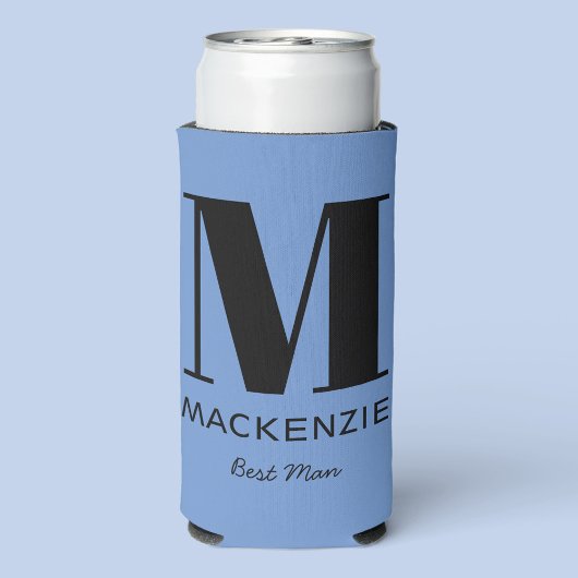 Best Man Monogram Name Blue Seltzer Blikjeskoeler