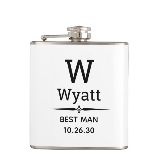 Best Man Monogrammed Flask Heupfles (Voorkant)